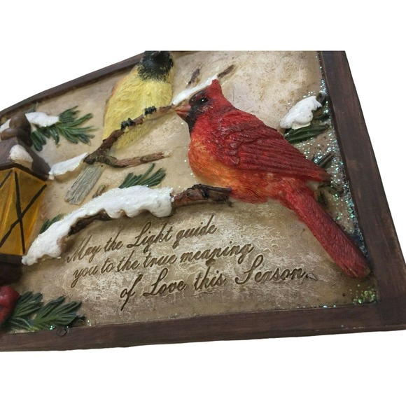 Christmas 3D Wall Plaque Winter Season Inspirational Bullfinch Streetlight Snow - Picture 6 of 10